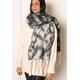 VERO MODA Lillie Oversized Heavyweight Animal Print Scarf with Tassels in Black & Cream