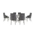 Dolce Small Dining Table and 6 Button Back Chairs - Silver