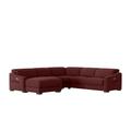 Xavier Large NC Leather Left Hand Facing Corner Power Recliner Sofa with Chaise End and Power Headrests - NC Deep Red