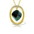 Green Sapphire & Diamond Pendant Necklace in 9ct Gold