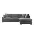 The Lounge Co. - Isobel Fabric Right Hand Facing Corner Fibre Fill Sofa with Chaise End and Chrome Feet - Koala Cub