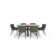 Hanoi Extending Table with Metal Base and 6 Faux Leather Dining Chairs - Slate Grey