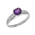 0.75ct Amethyst Heart Gemstone Ring in 9ct White Gold