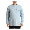 Dolce & Gabbana, Sweatshirts & Hoodies, male, Blue, M, Buttoned Cotton Pullover Jumper