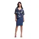 Joseph Ribkoff, Dresses, female, Blue, 3Xl, Floral Chiffon Overlay Midi Dress