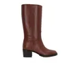 Gucci, Shoes, female, Brown, 7 UK, Brown Leather Pull-On Boots with Studded Wooden Heel