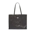 Prada, Bags, female, Black, ONE Size, Black Tote Bag with Enamel Triangle Logo
