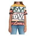 Love Moschino, Tops, female, Yellow, M, Text Print Oversize T-shirt