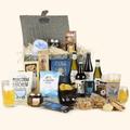 Christmas Gift Hamper | The Amethyst Hamper Gift | Peroni lager, Pale ale, Menabrea, Cider, Pale ale, Pickled mini onions, Dutch caramel waffles, Double chocolate biscuits | Hay Hampers