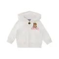 Moschino, Kids, unisex, White, 12 M, Full Zip Hooded Sweatshirt