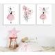 Set of 3 Paintings for Children's Room Girl Pink Baby Posters Set Rabbit My Princess Love Poster Birthday Gifts Unframed M(30X40CM) No Frame c