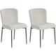Set of 2 Fabric Dining Chairs Black Polyester Knitted Texture Light Grey Ada - Grey