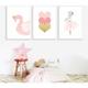 Set of 3 Paintings for Children's Room Girl Pink Baby Posters Set Rabbit My Princess Love Poster Birthday Gifts Unframed M(30X40CM) No Frame f