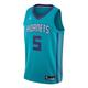 Men's Air Jordan NBA Retro Basketball Jersey/Vest SW Fan Edition Charlotte Hornets No. 5 Blue Green