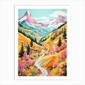 Haute Route France Switzerland 3 Hike Illustration Art Print by WanderWall Prints