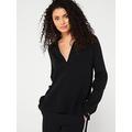 Calvin Klein Essential Rib Polo Neck Jumper - Black, Black, Size Xl = Uk 14, Women