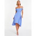 Quiz Blue Bardot Dip Hem Midi Dress, Light Blue, Size 14, Women