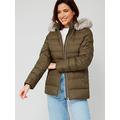 Tommy Hilfiger Tyra Down Faux Fur Hooded Jacket - Green, Green, Size M, Women