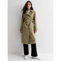 New Look Olive Formal Belted Trench Coat, Light Khaki, Size 10, Women