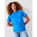 adidas Originals Womens 3 Stripe Tee - Blue, Blue, Size 2Xl, Women