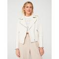 HUGO RED Lujana Leather Jacket - Off White, White, Size Xl, Women