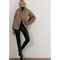 Religion Short Faux Fur Shearling Coat With Shawl Collar - Neutral, Beige, Size 18, Women