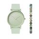 Sekonda Womens Palette Light Green Silicone Strap with Green Dial Analogue Watch with Matching Green Moss Agate beaded bracelet Gift Set, One Colour, Women