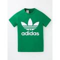 Boys, adidas Originals Junior Trefoil Tee - Green, Green, Size 9-10 Years