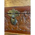 Gorgeous 1940's Carved Cedar Wood Dresser Box With Mirror & Stunning Hardware