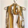 Scilla Flowers Silk Scarf/Yellow Floral Print Large Gifts