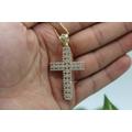 10K Gold Round Cut Shape Cross Pendant For Necklace Chain Religious Christian
