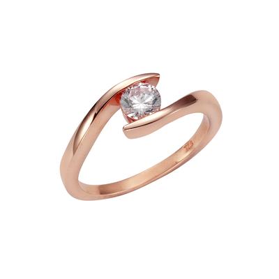 Fingerring VIVANCE "925 Silber rosé vergoldet Zirkonia" Gr. 17, rot, Fingerringe, Damen, 17, Silber 925 (Sterlingsilber), Verlobungsring Image