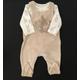 Baby Boys Beige Velour Dungarees & Top Set 0/3 Months