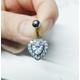 316L Stainless Steel Belly Bars Heart Clear Cubic Zirconia 14G Navel Rings