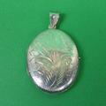 Large Vintage Sterling Silver Oval Locket/Pendant