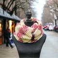 Handmade Knit Scarf - Knitted Scarves Red & Cream College Team Hand Infinity