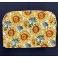 4 Slice Slot - Yellow Orange Sunflowers Green Leaves On Distressed White Wood Fabric Reversible Toaster Kitchen Appliance Dust Cover Cozy