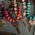 Vintage Ornate Key Necklace, Healing Stone, Jasper, Agate, Turquoise, P&f Corbin, Sargent, Independent, Cabinet Lock, Repurposed, Upcycled