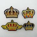 4 Design Iron Or Sew On Motif Crown King Queen Army Tag Royal Coat Bag Gold 755