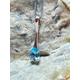 White Gold Elegant Blue Topaz Teardrop Pendant Necklace 45cm