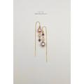 Pink Pearl Moonstone, Ruby Threaders Asymmetric Earrings | Drop Asymmetric 14K Gold Filled Earrings |Threader