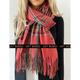 Red Wool Checked Tartan Plaid Oversized Blanket Scarf Shawl Wrap Winter | Gift Box Letterbox For Her Women Mum Mothers Day Christmas