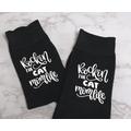 Pet Socks/Rockin Cat Mom Life/ Cat Socks/ Ladies Black Casual Novelty Socks