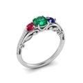 Created Emerald, Ruby, Sapphire Engagement Ring Multi Gemstone 14K White Gold Art Deco Trilogy Wedding Proposal Women Dainty Ring