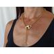 Gold Plated 24K Chunky Necklace, Statement Rolo Chain, Lariat Necklace