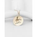 14K Real Solid Gold Wren Necklace, Bird Coin Pendant, Personalized Jewelry, Dainty Charm, Pendant