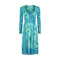 1970S Emilio Pucci Turquoise Printed Silk Jersey Dress With Cross Over Bodice