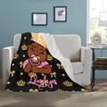 Personalized Black Royal Queen Princess Baby Girl African American Fleece Throw Blanket Gift Mommy Daddy Shower Unique Crown