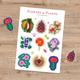 Modern Flower & Plant Kiss-Cut Sticker Sheet Featuring Designs From The Nature Series, Botanical Floral Sticker Set, Fun Kids Stickers
