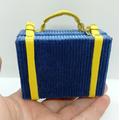 Miniature Blue & Yellow Suitcase For Blythe. Tiny Dollhouse With Notebook Inside